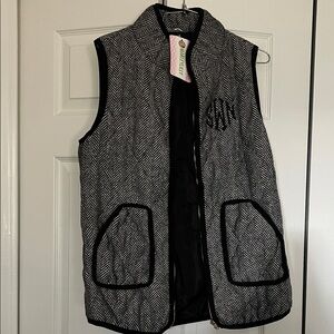 sWn monogram Women's Black and White Herringbone Vest